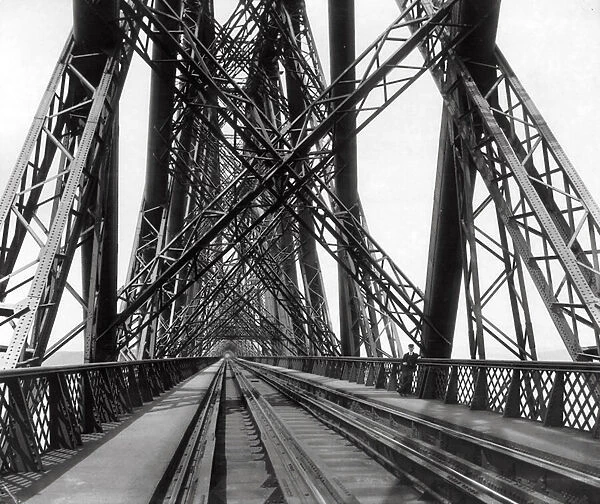 On the Forth Bridge, c. 1890 (b  /  w photo)