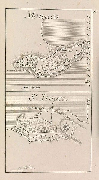 The fortifications of Monaco and St. Tropez, c.1760? (print)