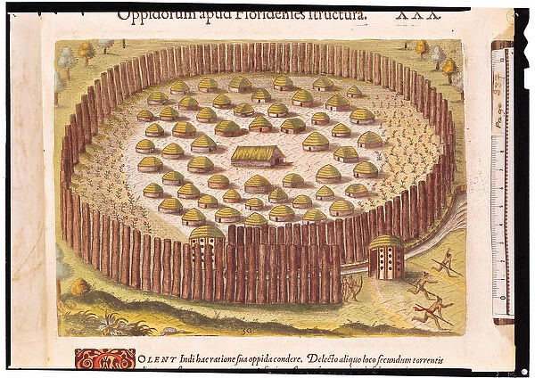 Fortified Indian Village, from Brevis Narratio... published by Theodore de Bry