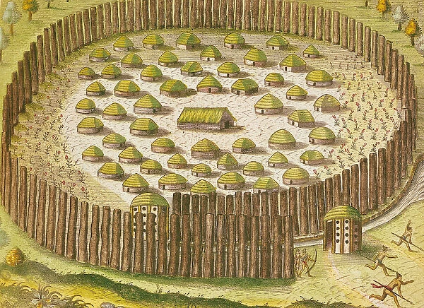 Fortified Indian Village, from Brevis Narratio... published by Theodore de Bry