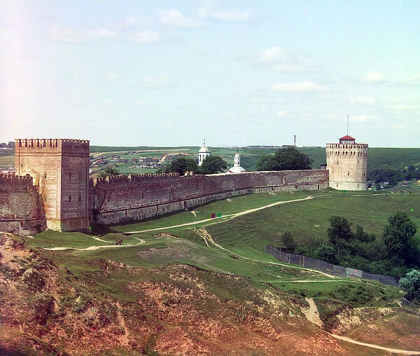 Fortress wall with Veselukha tower. Smolensk, Russia, published in 1912