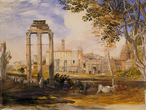 The Forum, Rome, 1837 (w  /  c & bodycolour on paper)