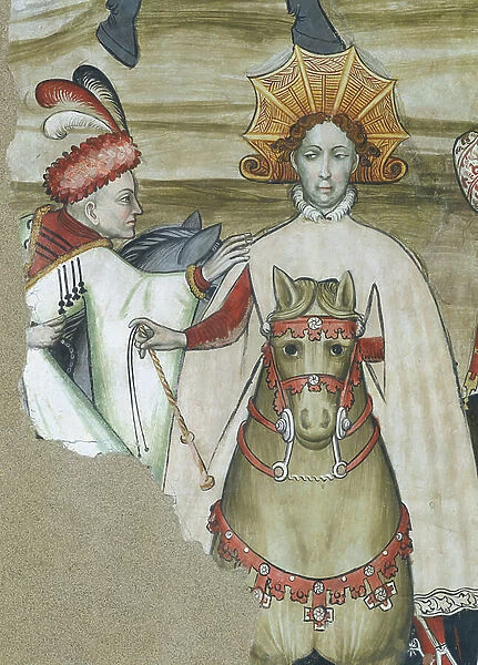 The Fountain of Life, detail of riders returning from the fountain, 1418-30 (fresco)