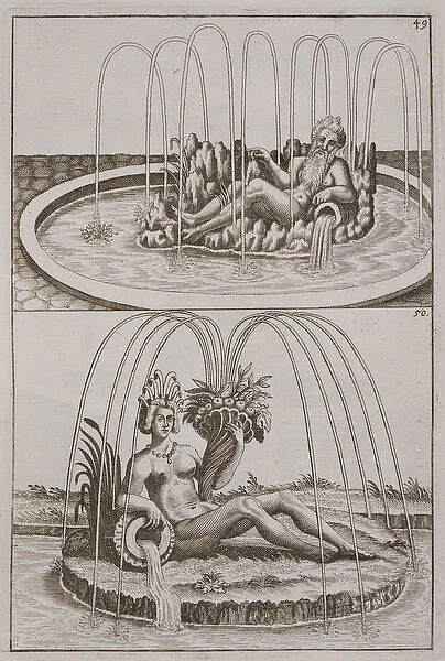 Fountains, from Architectura Curiosa Nova by Georg Andreas Bockler (1617-85)