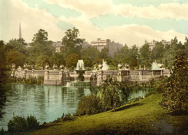 Fountains at Kensington Gardens, London, c. 1890-1900 (photochrom)