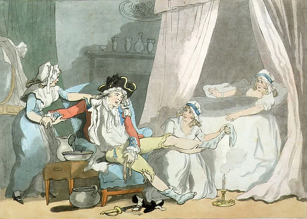 'Four o Clock in Town', pub. 1788 (coloured etching with aquatint) (pair of 125721)