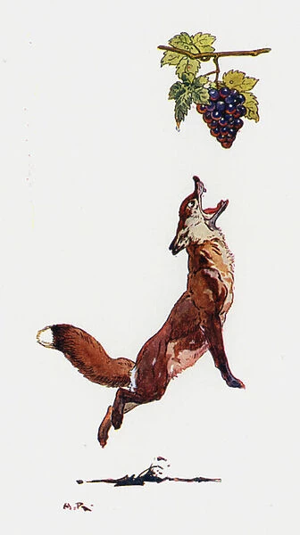 The Fox And The Grapes (colour litho)