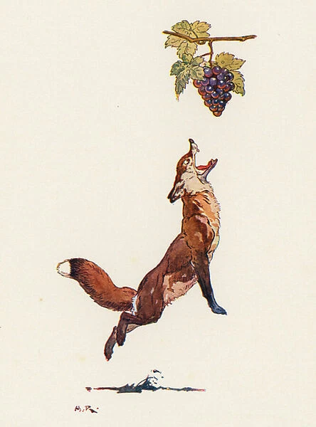 The Fox and the Grapes (colour litho)