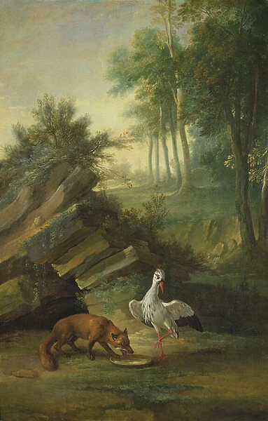 The Fox and the Stork, 1747 (oil on canvas)