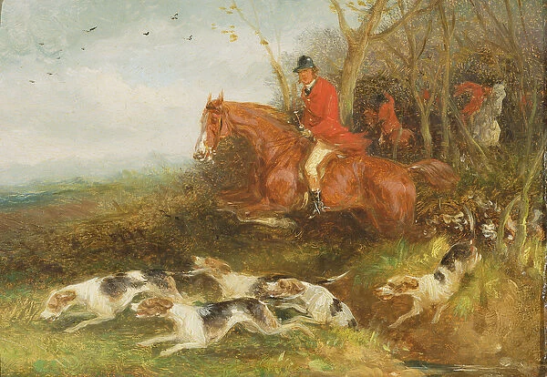 Foxhunting: Breaking Cover (oil on millboard)
