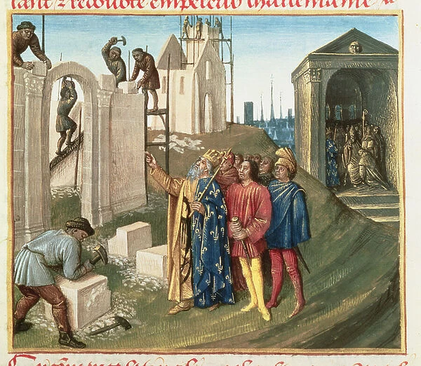 Fr 6465 f. 96 Construction of the Church at Aix La Chapelle by Charlemagne (742-814