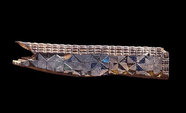 Fragment of furniture carved from softwood, c. 2800 BC (softwood inlaid with faience