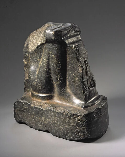 Fragment of a naophorous statue, Late Dynastic Period (basalt)