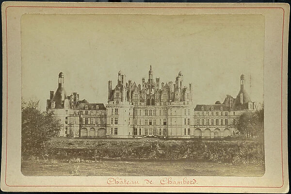 France, Centre, Loir-et-Cher (41), Chambord: Chateau de Chambord with roof under restoration, 1860
