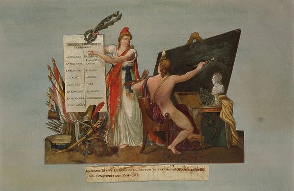 France invites the Genius of Painting to transmit to future generations the story of French conquests and the victories of her armies, c. 1800 (gouache)