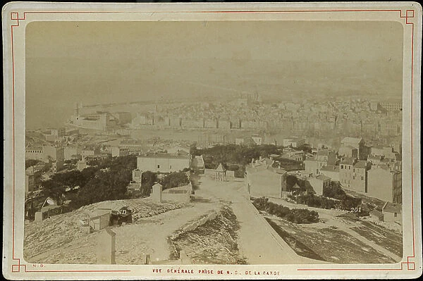 France, Provence-Alpes-Cote d'Azur, Bouches-du-Rhone (13), Marseille: general view of the port taken from Notre Dame de la Garde, 1895