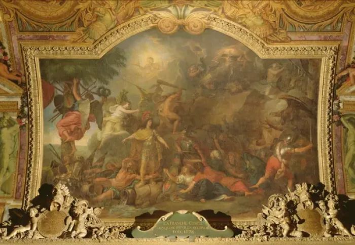 Framed Print : Franche-Comte Conquered for the Second Time, Ceiling Painting from the Galerie des Glaces