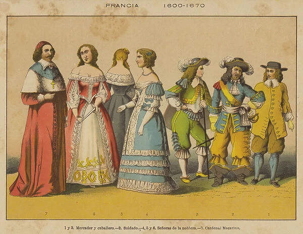 Francia, 1600-1670 (colour litho)