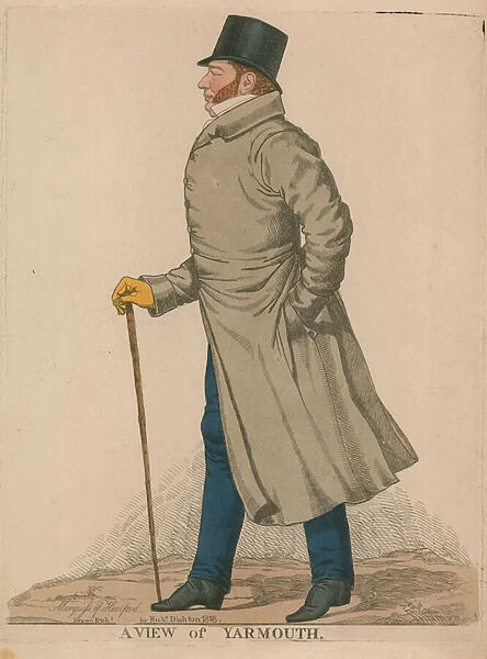 Francis Charles Seymour-Conway, 3rd Marquess of Hertford; A view of Yarmouth (coloured engraving)