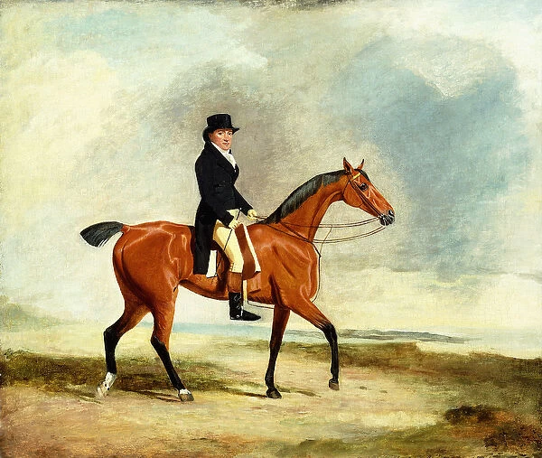 Francis Const on his Bay hunter Riding near the Sea, 1806 (oil on canvas)