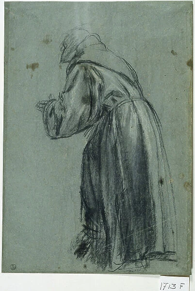 Franciscan in Prayer (charcoal on paper)