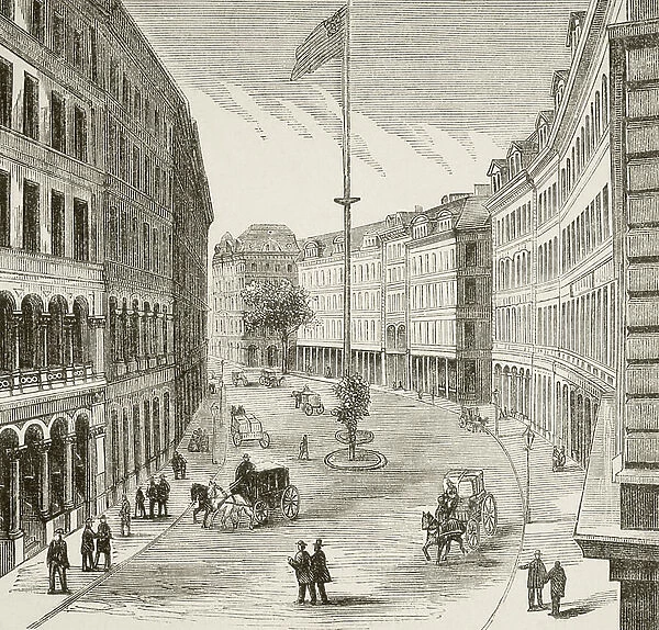 Franklin Street, Boston, Massachusetts in the 1870s (litho)