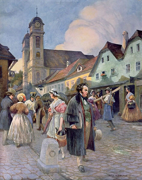 Franz Peter Schubert (1797-1828) in Liechtenthal, 1928 (colour litho)