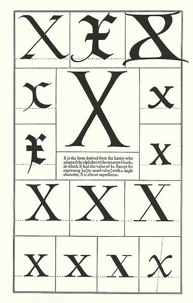 Frederic W Goudy's Alphabet, The Letter X (litho)