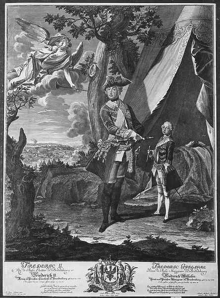 Frederick II (1712-86) and His Nephew Frederick William II (1744-97), engraved by Johann Probst