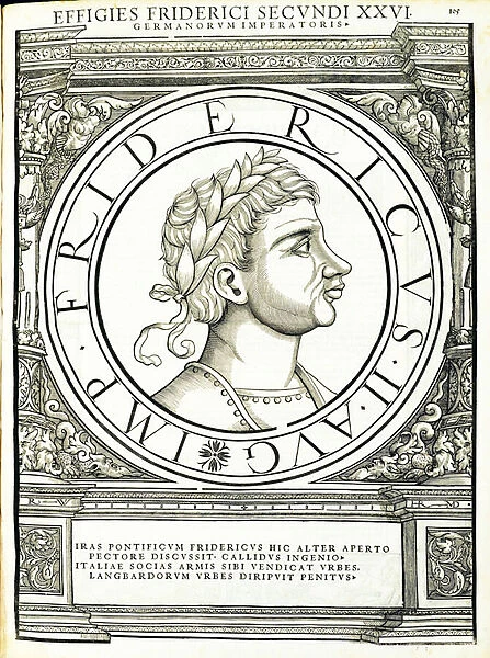 Fredericus II, illustration from Imperatorum romanorum omnium orientalium et