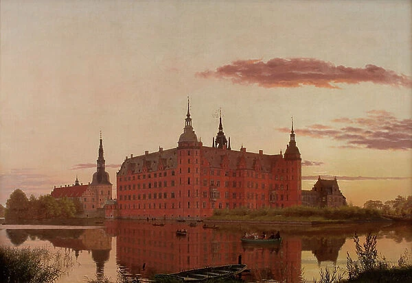 Frederiksborg Palace seen from Jaegerbakken, Evening, 1835 (oil on canvas)