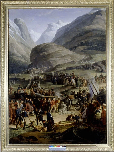 The French army in the village of Saint Pierre for the crossing of the Saint Bernard pass