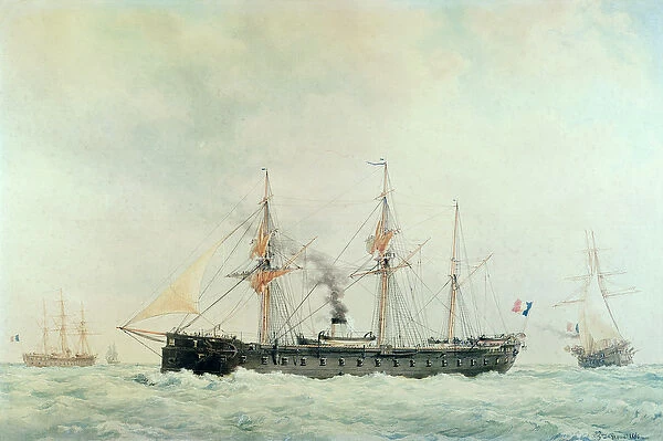 The French Battleship, La Gloire, 1880 (w  /  c on paper)