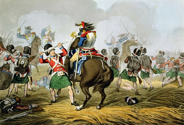 French Cuirassiers at the Battle of Waterloo, Charged and Defeated by the Highlanders