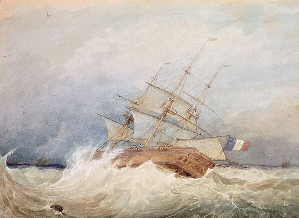 A French Frigate in Stormy Weather (w  /  c)