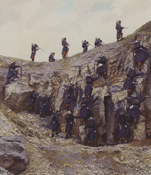 French infantry on manoeuvres (colour photo)