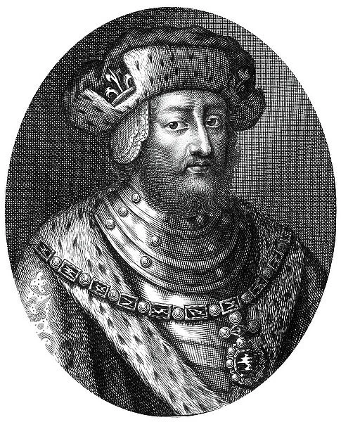 French King Charles the Third 879-929) or Charles The Simple King from 893 to 922, engraving