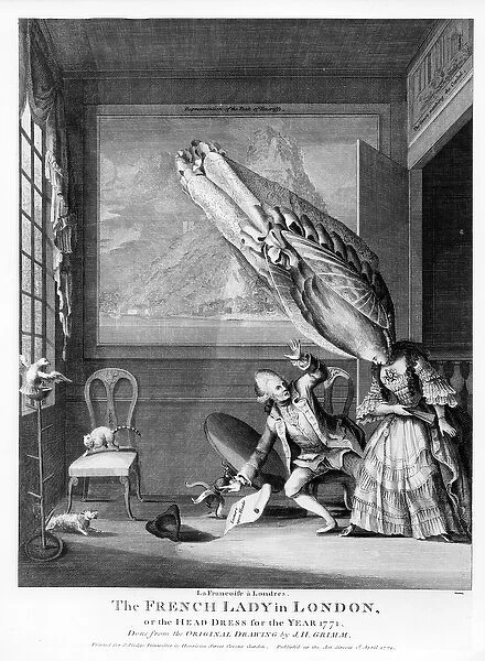 The French Lady in London or The Head Dress of the Year 1771, printed for S. Sledge