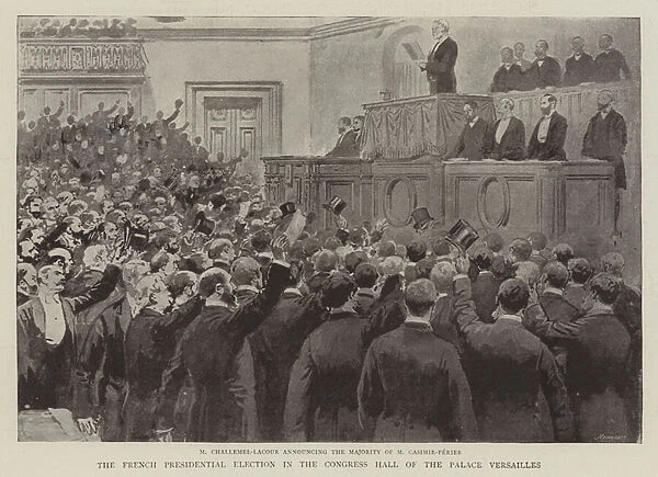 The French Presidential Election in the Congress Hall of the Palace Versailles (engraving)