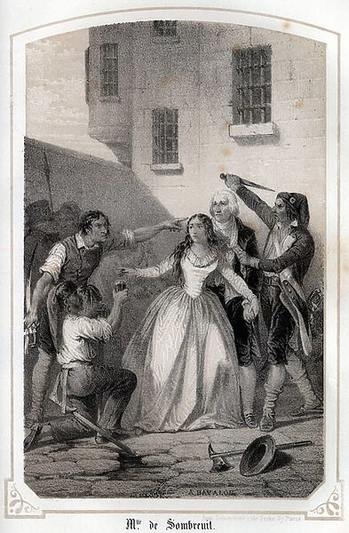 French Revolution 1789: Portrait of Melle (Mademoiselle) (Marie) de Sombreuil (1774-1823) heroine of the revolution. in 'Les femmes illustres de la France'by Countess DROHOJOWSKA. ILLUSTRES OF DRUTS OF MM JULES AND BAYALOS