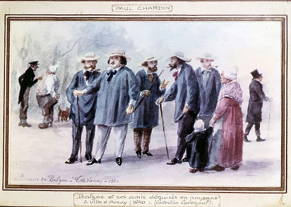 The French writer Honore de Balzac (1799-1850) and his friends disguises as peasants in