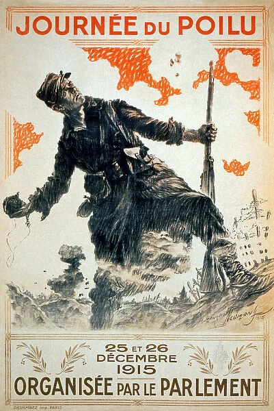 French WWI propaganda poster 'Journee du Poilu. 25 et 26 decembre 1915', pub