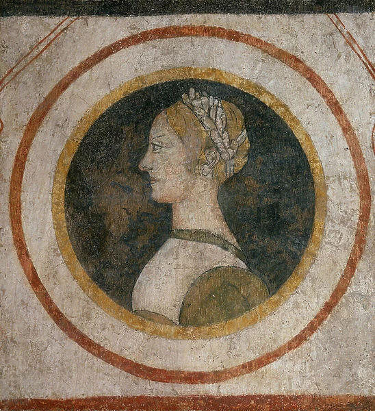 Fresco of a woman of the Vismara family, formerly in the Casa Vismara in Legnano