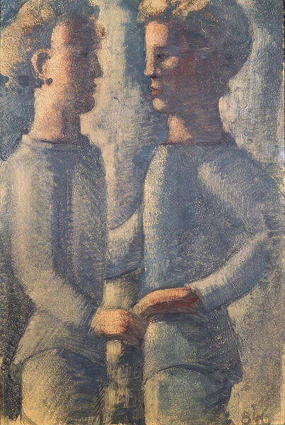 Two Friends, 1936 (pencil, tempera & oil on panel)