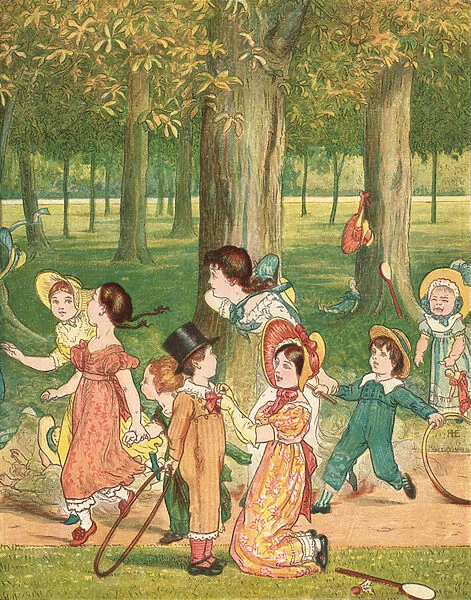 Frolicking People (colour litho)