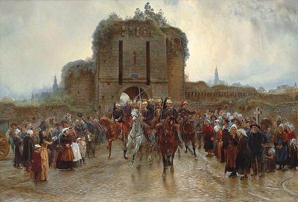 To the front: French cavalry leaving a Breton city on the declaration of war