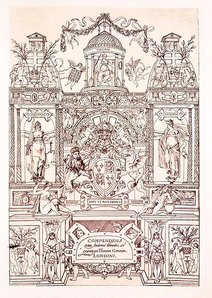 Frontispiece to Compendium of Anatomy, 1545 (engraving)