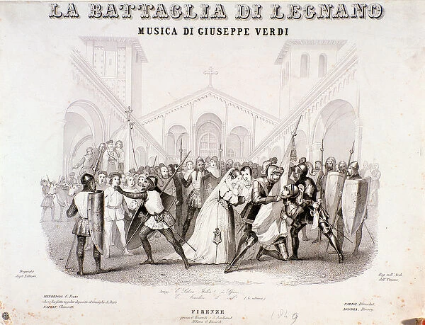 Frontispiece of La battaglia di Legnano opera by Giuseppe Verdi, 1859