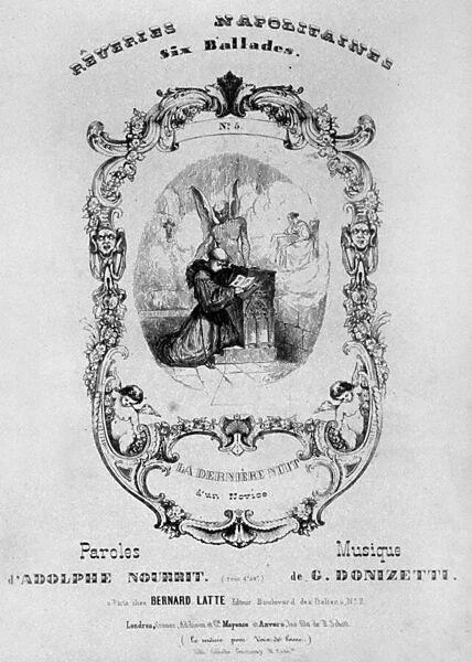 Frontispiece for the musical score of Reveries Napolitaines, 6 ballades by Gaetano Donizetti with words by Adolph Nourrit, 1838 (litho)
