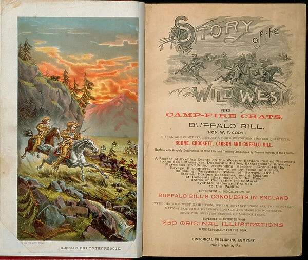 Frontispiece and titlepage to Story of the Wild West and Camp Fire Chats